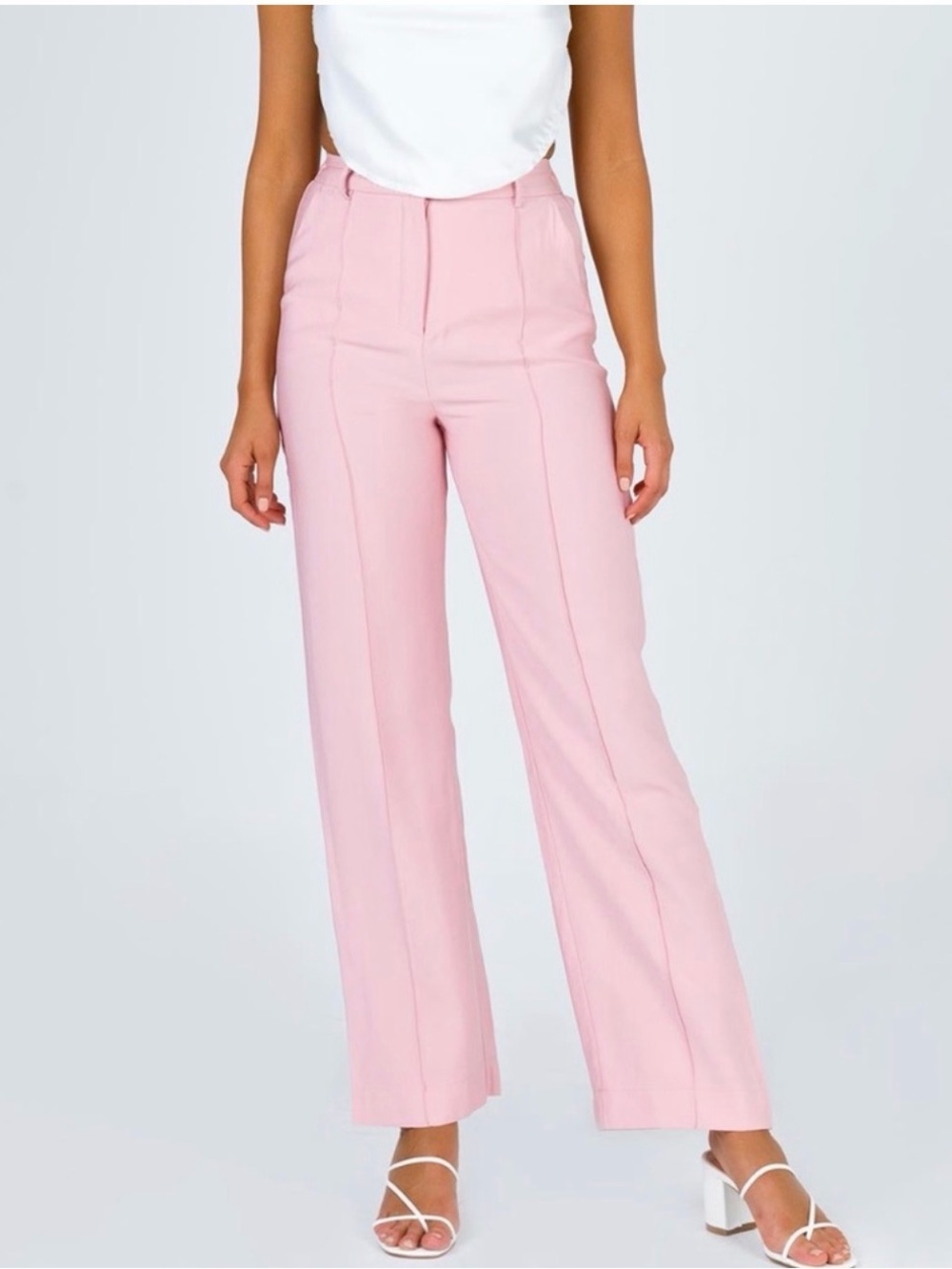 Princess Polly Wide Leg High-Rise Pants in Soft Pink